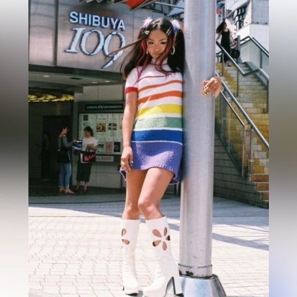 UNIF Rainbow Colorful Striped Knit Dress - Picture 16 of 16